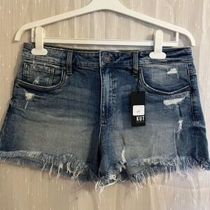 Distressed jean shorts